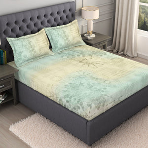 Ornate Taupe 100% Cotton King Size Bedsheet Organic Cotton - By Spaces
