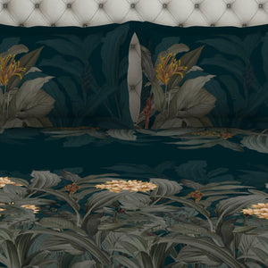 Floral Dark Teal 100% Cotton King Size Bedsheet Elegance - By Elegance
