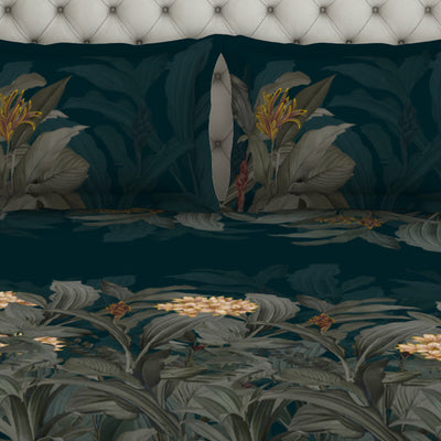 Floral Dark Teal 100% Cotton King Size Bedsheet Elegance - By Elegance