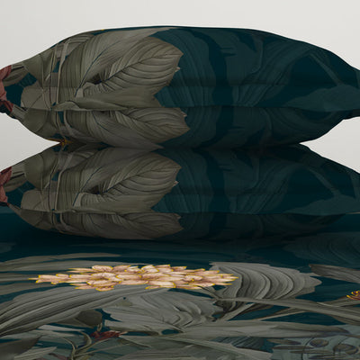 Floral Dark Teal 100% Cotton King Size Bedsheet Elegance - By Elegance