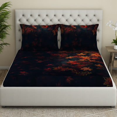 Floral Dark Grey 100% Cotton King Size Bedsheet Elegance - By Elegance