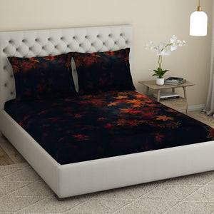 Floral Dark Grey 100% Cotton King Size Bedsheet Elegance - By Elegance