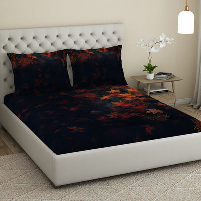 Floral Dark Grey 100% Cotton King Size Bedsheet Elegance - By Elegance