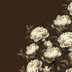 Floral Dark Brown 100% Cotton King Size Bedsheet Elegance - By Elegance