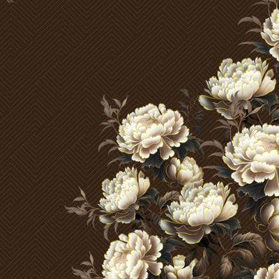 Floral Dark Brown 100% Cotton King Size Bedsheet Elegance - By Elegance