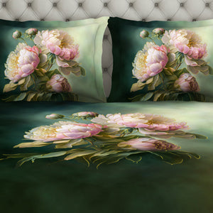 Floral Dark Green 100% Cotton King Size Bedsheet Elegance - By Elegance