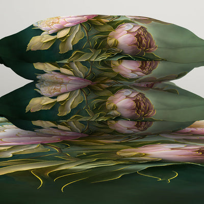 Floral Dark Green 100% Cotton King Size Bedsheet Elegance - By Elegance