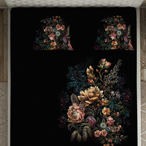 Floral Dark Grey 100% Cotton Bedsheets Large Elegance - By Elegance