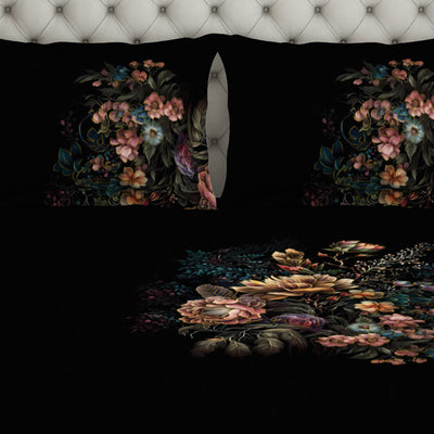 Floral Dark Grey 100% Cotton Bedsheets Large Elegance - By Elegance