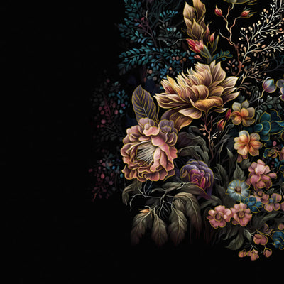 Floral Dark Grey 100% Cotton Bedsheets Large Elegance - By Elegance