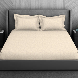 Floral 100% Cotton King Size Bedsheet - Elegance Faux Jacquard by Spaces