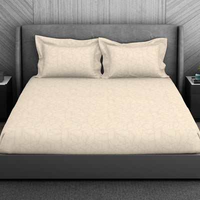 Floral 100% Cotton King Size Bedsheet - Elegance Faux Jacquard by Spaces