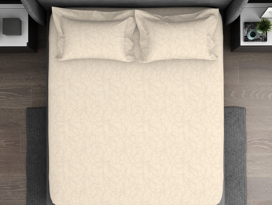 Floral 100% Cotton King Size Bedsheet - Elegance Faux Jacquard by Spaces