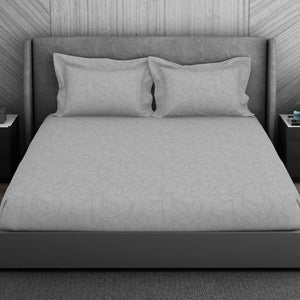Floral 100% Cotton King Size Bedsheet - Elegance Faux Jacquard by Spaces