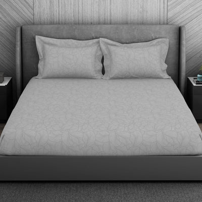 Floral 100% Cotton King Size Bedsheet - Elegance Faux Jacquard by Spaces