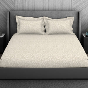 Ornate 100% Cotton King Size Bedsheet - Elegance Faux Jacquard by Spaces