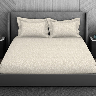 Ornate 100% Cotton King Size Bedsheet - Elegance Faux Jacquard by Spaces