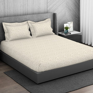 Ornate 100% Cotton King Size Bedsheet - Elegance Faux Jacquard by Spaces