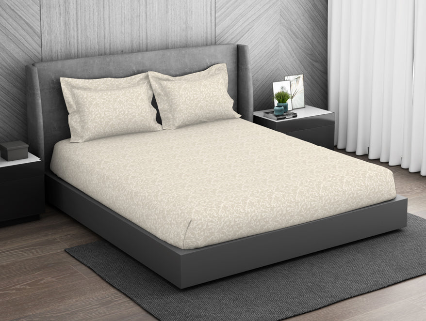 Ornate 100% Cotton King Size Bedsheet - Elegance Faux Jacquard by Spaces