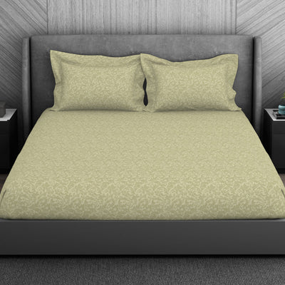 Ornate 100% Cotton King Size Bedsheet - Elegance Faux Jacquard by Spaces