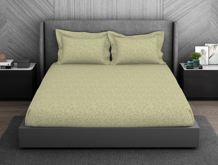 Ornate 100% Cotton King Size Bedsheet - Elegance Faux Jacquard by Spaces