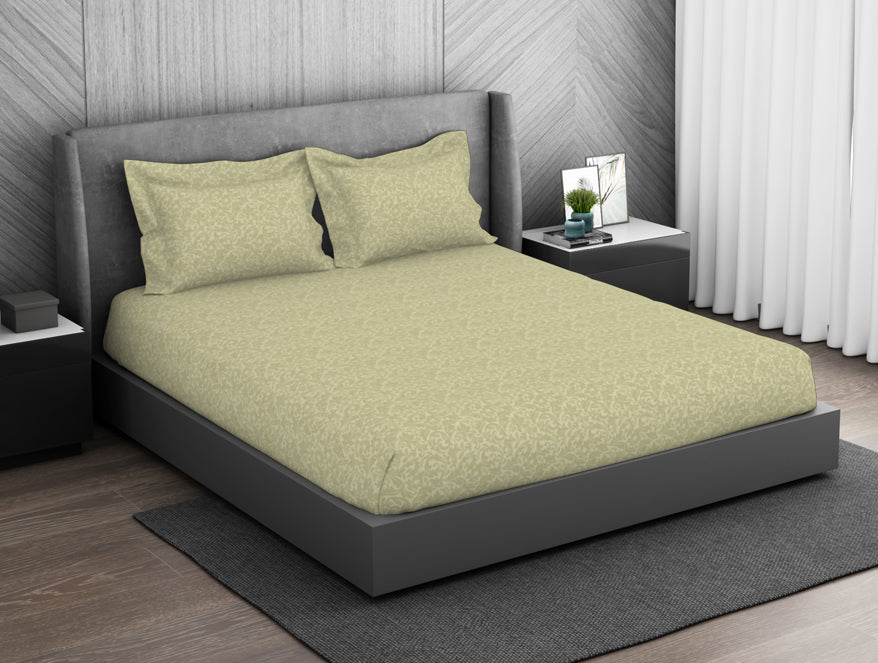 Ornate 100% Cotton King Size Bedsheet - Elegance Faux Jacquard by Spaces