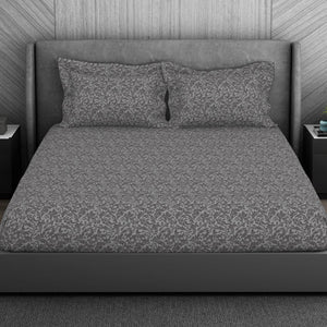 Ornate 100% Cotton King Size Bedsheet - Elegance Faux Jacquard by Spaces