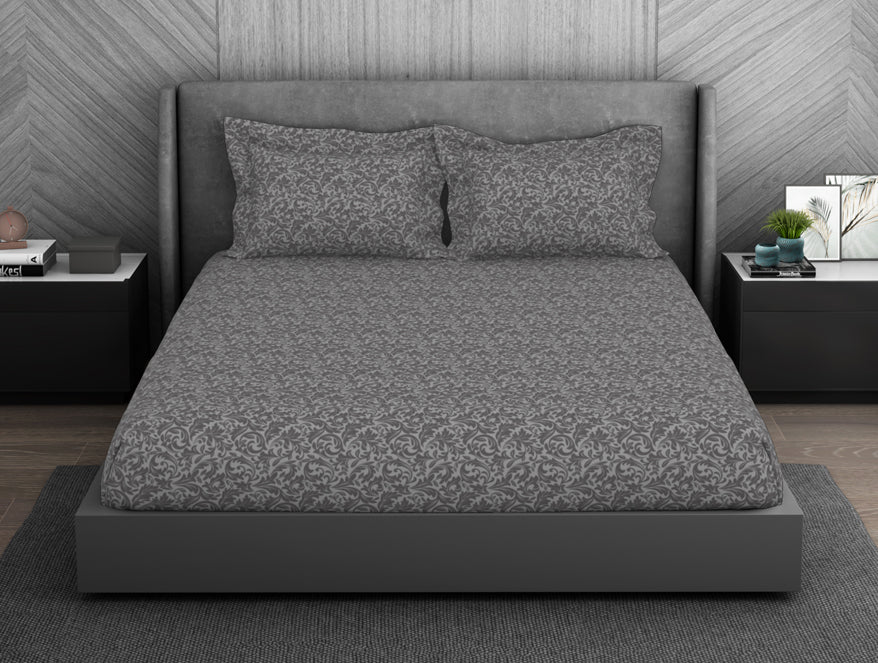 Ornate 100% Cotton King Size Bedsheet - Elegance Faux Jacquard by Spaces