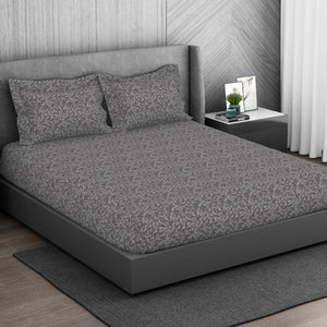 Ornate 100% Cotton King Size Bedsheet - Elegance Faux Jacquard by Spaces