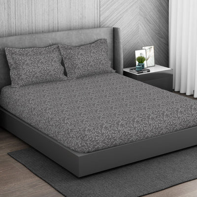 Ornate 100% Cotton King Size Bedsheet - Elegance Faux Jacquard by Spaces