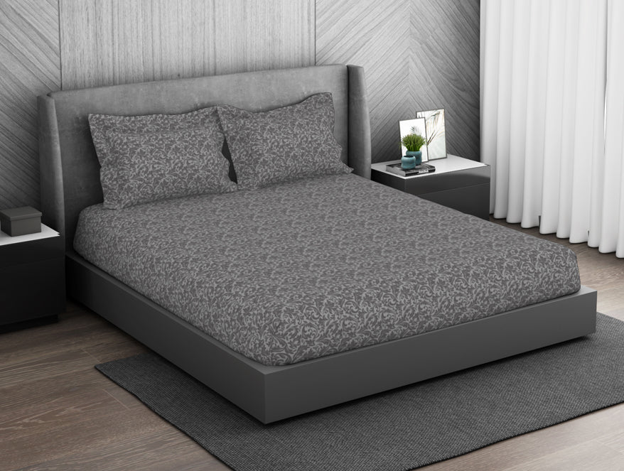 Ornate 100% Cotton King Size Bedsheet - Elegance Faux Jacquard by Spaces