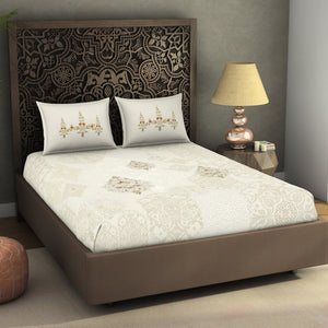 Ornate Cream 100% Cotton King Size Bedsheet Rangana Digital - By Occasions