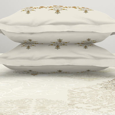 Ornate Cream 100% Cotton King Size Bedsheet Rangana Digital - By Occasions