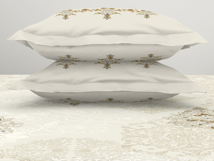 Ornate Cream 100% Cotton King Size Bedsheet Rangana Digital - By Occasions