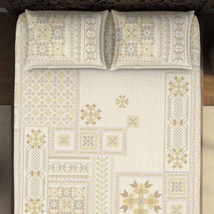 Geometric Beige 100% Cotton King Size Bedsheet Rangana Digital - By Spaces