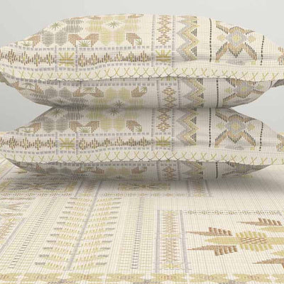 Geometric Beige 100% Cotton King Size Bedsheet Rangana Digital - By Spaces