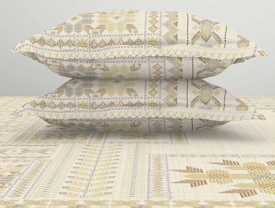 Geometric Beige 100% Cotton King Size Bedsheet Rangana Digital - By Spaces