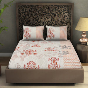 Ornate Light Grey 100% Cotton King Size Bedsheet Rangana Digital - By Occasions