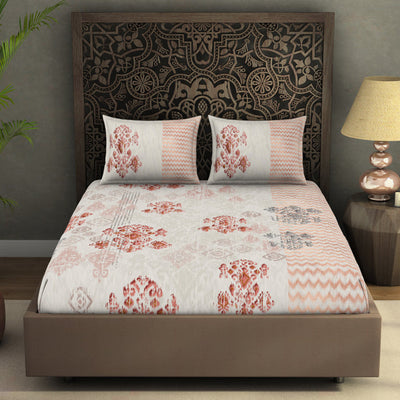 Ornate Light Grey 100% Cotton King Size Bedsheet Rangana Digital - By Occasions