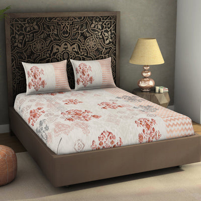 Ornate Light Grey 100% Cotton King Size Bedsheet Rangana Digital - By Occasions