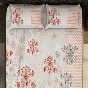 Ornate Light Grey 100% Cotton King Size Bedsheet Rangana Digital - By Occasions