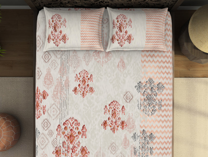 Ornate Light Grey 100% Cotton King Size Bedsheet Rangana Digital - By Occasions