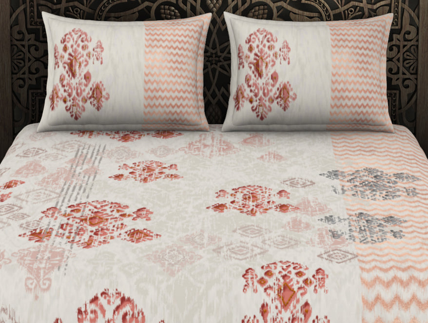 Ornate Light Grey 100% Cotton King Size Bedsheet Rangana Digital - By Occasions