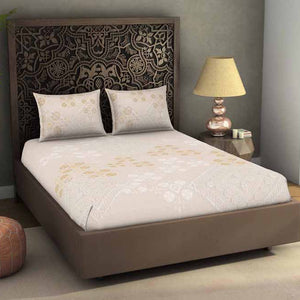 Geometric Taupe 100% Cotton King Size Bedsheet Rangana Digital - By Occasions