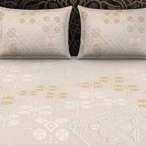 Geometric Taupe 100% Cotton King Size Bedsheet Rangana Digital - By Occasions
