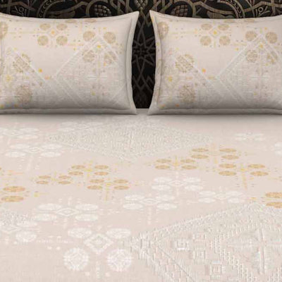 Geometric Taupe 100% Cotton King Size Bedsheet Rangana Digital - By Occasions