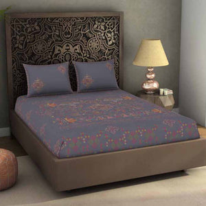 Geometric Grey 100% Cotton King Size Bedsheet Rangana Digital - By Spaces