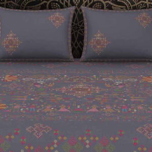 Geometric Grey 100% Cotton King Size Bedsheet Rangana Digital - By Spaces