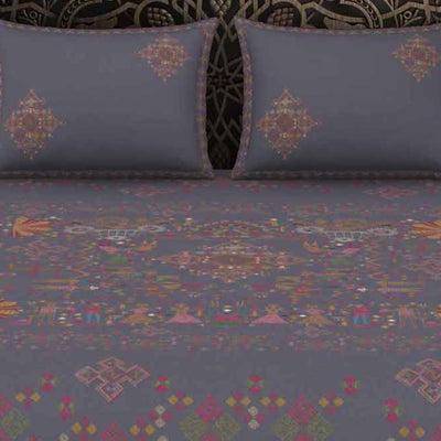 Geometric Grey 100% Cotton King Size Bedsheet Rangana Digital - By Spaces