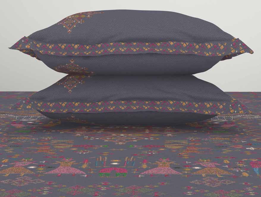 Geometric Grey 100% Cotton King Size Bedsheet Rangana Digital - By Spaces
